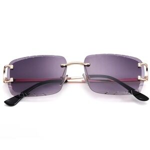 Rimless‎ Rectangle Sunglasses Women Men Fashion Gradient Lens Eyewear Casual New